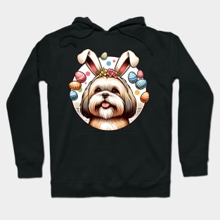 Lhasa Apso's Joyful Easter Celebration with Bunny Ears Hoodie